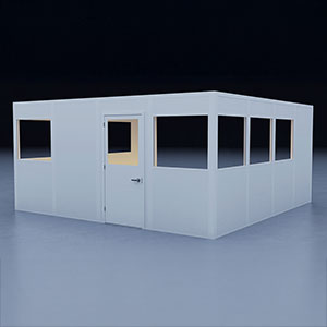 In-Plant Office - 16' x 16', 3 Walls, 8 Windows, White