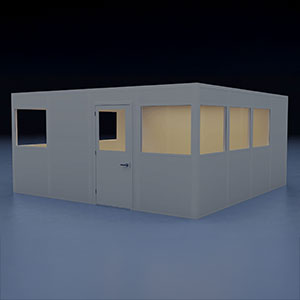 In-Plant Office - 16' x 16', 4 Walls, 8 Windows, Gray