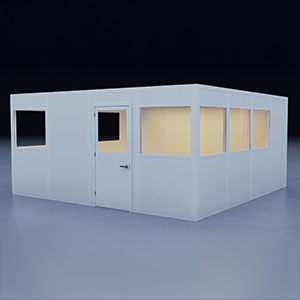 In-Plant Office - 16' x 16', 4 Walls, 8 Windows, White, with HVAC