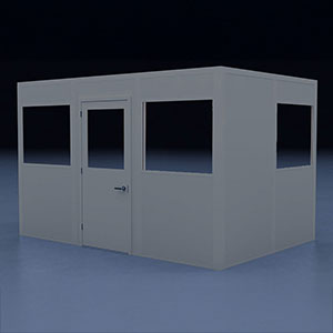 In-Plant Office - 12' x 8', 2 Walls, 3 Windows, Gray