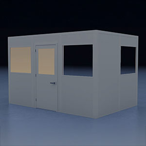 In-Plant Office - 12' x 8', 3 Walls, 3 Windows, Gray