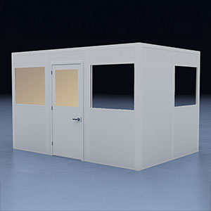 In-Plant Office - 12' x 8', 3 Walls, 3 Windows, White, with Modular Wiring