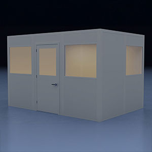 In-Plant Office - 12' x 8', 4 Walls, 3 Windows, Gray, with HVAC