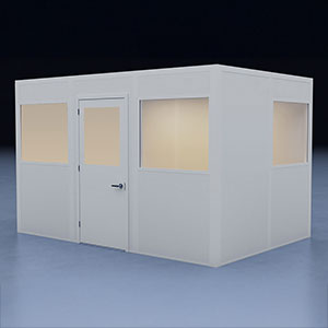 In-Plant Office - 12' x 8', 4 Walls, 3 Windows, White, with HVAC