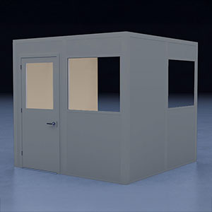 In-Plant Office - 8' x 8', 3 Walls, 2 Windows, Gray