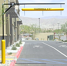 Garage Low Clearance Warning Bar Apparatus - Swinging