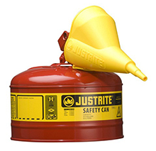 Type I Red Flammables Safety Can, 2.5-gal./w funnel, 11-1/2" x 11-3/4"