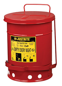 Red Oily Waste Can, 6-gal., with foot operated cover