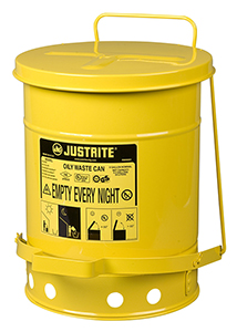 Yellow Oily Waste Can, 6-gal. with foot operated cover
