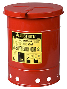 Red Oily Waste Can, 6-gal., with hand operated cover