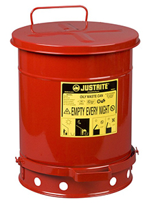 Red Oily Waste Can, 10-gal., with foot operated cover