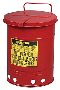 Red Oily Waste Can, 10-gal., with hand operated cover