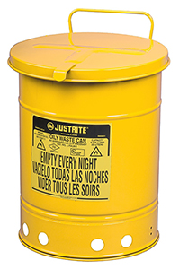 Yellow Oily Waste Can, 10-gal. with hand operated cover