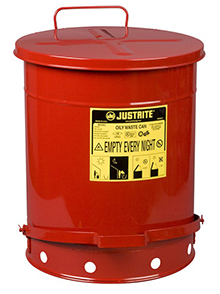 Red Oily Waste Can, 14-gal., with foot operated cover