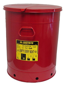 Red Oily Waste Can, 21-gal., with hand operated cover
