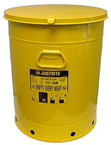 Yellow Oily Waste Can, 21-gal. with hand operated cover
