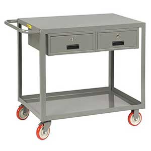 Service Cart with 2 Drawers - 24"W x 36"L, Flush Top