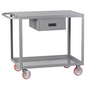 Service Cart with Drawer - 24"W x 48"L, Flush Top