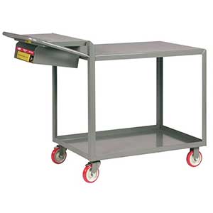 Order Picking Cart - 2 Shelves, 24"W x 48"L, Flush Top, Storage Pocket