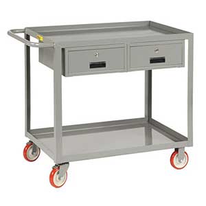 Service Cart with 2 Drawers - 24"W x 48"L, Lip Top