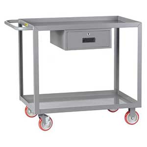 Service Cart with Drawer - 24"W x 48"L, Lip Top