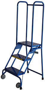 Tilt and Roll Folding Ladder - 3 Step, 28-1/2" Platform Height, 10"D Top Step