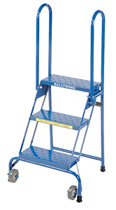 Tilt and Roll Folding Ladder - 3 Step, 28-1/2" Platform Height, 7"D Top Step