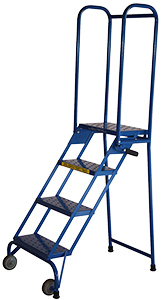 Tilt and Roll Folding Ladder - 4 Step, 38" Platform Height, 10"D Top Step