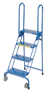 Tilt and Roll Folding Ladder - 4 Step, 38" Platform Height, 7"D Top Step