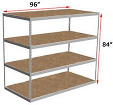 Long Span Shelving, 96" x 24" x 84", w/Decks, 1000 Lbs. Cap. - Starter