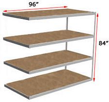 Long Span Shelving, 96" x 18" x 84", w/Decks, 500 Lbs. Cap. - Adder