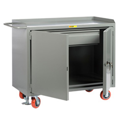 Mobile Workbench Cabinet - 24" x 48", 1 Drawer, Steel Top, Cabinet Doors