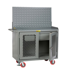 Mobile Workbench Cabinet - 24" x 48", 1 Drawer, Steel Top, Louvered Panel, Perforated Cabinet Doors