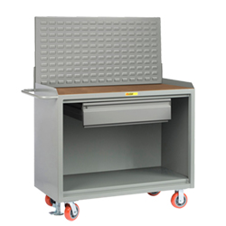 Mobile Workbench Cabinet - 24" x 48", 1 Drawer, Hardboard Top, Louvered Panel
