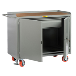 Mobile Workbench Cabinet - 24" x 48", 1 Drawer, Hardboard Top, Cabinet Doors