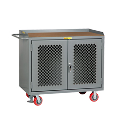 Mobile Workbench Cabinet - 24" x 48", Hardboard Top, Perforated Cabinet Doors