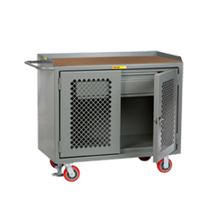 Mobile Workbench Cabinet - 24" x 48", 1 Drawer, Hardboard Top, Perforated Cabinet Doors