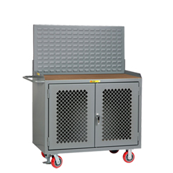 Mobile Workbench Cabinet - 24" x 48", Hardboard Top, Louvered Panel, Perforated Cabinet Doors