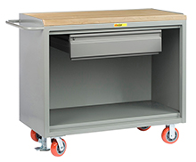 Mobile Workbench Cabinet - 24" x 48", 1 Drawer, Butcher Block Top
