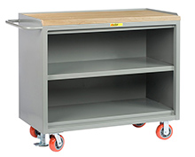 Mobile Workbench Cabinet - 24" x 48", Center Shelf, Butcher Block Top