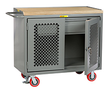 Mobile Workbench Cabinet - 24" x 48", 1 Drawer, Butcher Block Top, Perforated Cabinet Doors