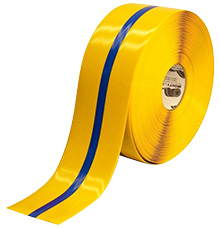 Floor Tape - Yellow with Blue Center, 4-in. x 100-ft.