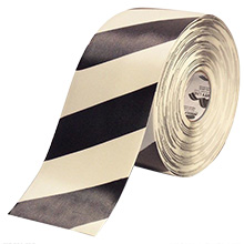 Floor Tape - White with Black, 6-in. x 100-ft.