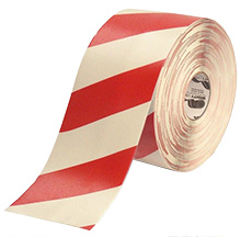 Floor Tape - White with Red, 6-in. x 100-ft.