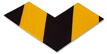 Floor Tape - Angle, Yellow with Black, 6-in. x 6-in. x 3-in., Box of 100