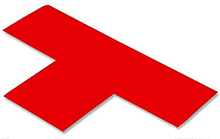 Floor Tape - T, Red, 9-in. x 6-in. x 3-in., Box of 100