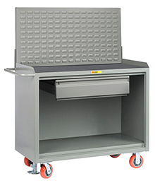 Mobile Workbench Cabinet - 24" x 48", 1 Drawer, Non-Slip Vinyl Top, Louvered Panel