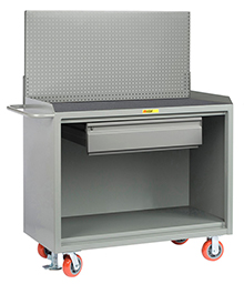Mobile Workbench Cabinet - 24" x 48", 1 Drawer, Non-Slip Vinyl Top, Pegboard Panel