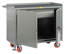 Mobile Workbench Cabinet - 24" x 48", 1 Drawer, Non-Slip Vinyl Top, Cabinet Doors