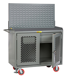 Mobile Workbench Cabinet - 24" x 48", 1 Drawer, Non-Slip Vinyl Top, Louvered Panel, Perforated Cabinet Doors